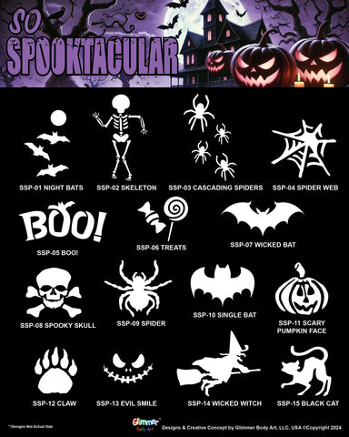 So Spooktacular Glitter Tattoo Stencil Set with Poster
