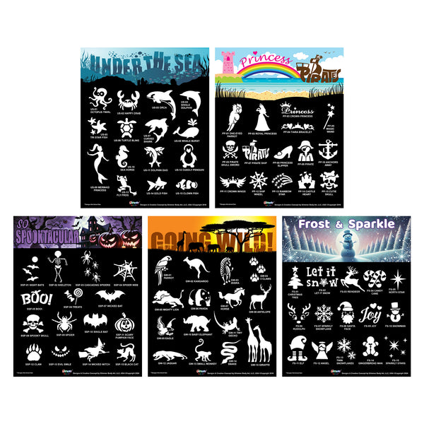 Glitter Tattoo Mini Stencil Set Bundle