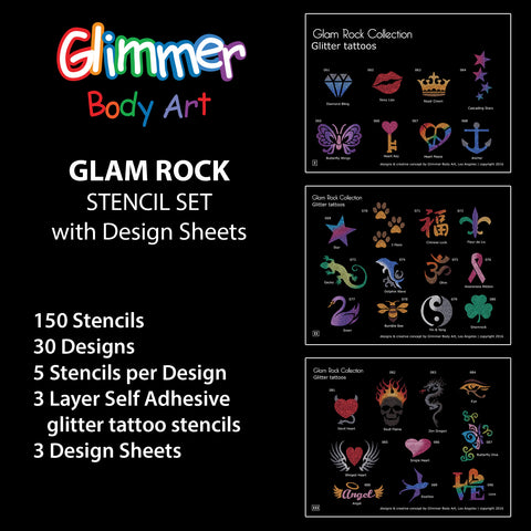 GLAM ROCK Stencil Set with Design Sheets